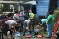 Students working on a missions trip